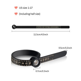 Meowoo Ring Sizer Measuring Tool with Magnifier, for Ring Measurer and Ring Sizer Clear and Intuitive Reading. Plastic Ring Sizer with Lens, 1-17