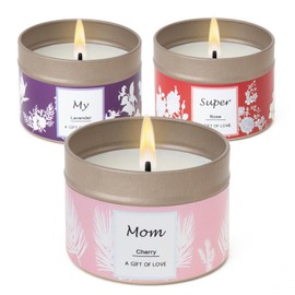 Scented Candles Gifts for Mom, 3 Pack 2.6 oz Natural Soy Aromatherapy Candles for Mom, My Super Mom Candles Set Gift, Unique Birthday Gifts for Mom, Small Candle Gift for Birthday, Mother's Day