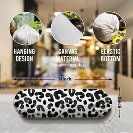 White Leopard Print Plastic Bag Holder, Wall Mount Grocery Bags Organizer, Animal Car Trash Bags, Kitchen Housewarming Gifts for Women Family Friends Grandma Mom, Kitchen Pattern Garbage Bag 60