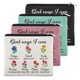 4PCS Christian Religious Gifts Coin Purse for Women Spiritual Inspirational Gift Mom Sister Daughter Friend Motivational Presents for Friend Bestie Christmas Birthday Gift Zipper Change Pouch
