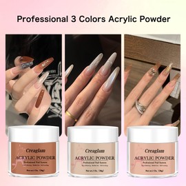 Creaglam Super Acrylic Powder 28g: 3Pcs Large Capacity Bruschetta Tuscany Nail Polymer for 3D Art Carving French Extension - 1oz. Muted Clay Professional Acrylic Powder No Need Lamp