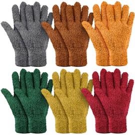 Bencailor 6 Pairs Microfiber Dusting Gloves, Dusting Cleaning Gloves Microfiber Gloves for Plants House Blinds Car Dust Mitt (Vintage Color,Medium)