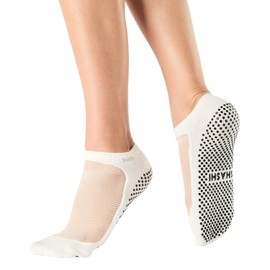 SHASHI Classic Mesh Socks - With Grip For Yoga - Non Slip - W/Storage Pouch Pilates Barre Workout Socks - For Women -Pearl Small