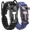 2 Pack Adjustable Paracord Bracelets Kit Ourtdoor Survival Bracelets Gift