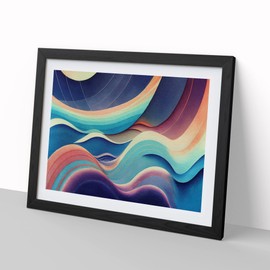 Watercolour Soundwave Art Vol.3 Abstract H1022 Framed Print for Living Room Bedroom Home Office Décor, Wall Art Picture Ready to Hang, Black A4 Frame (34 x 25 cm)