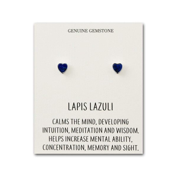Philip Jones Lapis Heart Stud Earrings with Quote Card