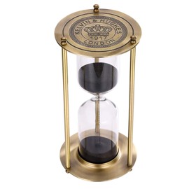 SuLiao Hourglass 15 Minute Sand Timer, Vintage Brass Black Sand Clock, Metal Small Sand Watch 15 Min, Antique Reloj De Arena, Unique Hour Glass Sandglass for Home, Office, Desk Decoration