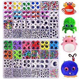 fulasiteu 2500 Ojos Googly Eyes, 48 estilos de ojos brillantes autoadhesivos para manualidades, varios colores y tamaños para manualidades, proyectos de arte, suministros de manualidades