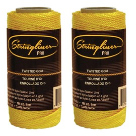 Stringliner 35000 Mason’s Line Replacement Rolls – 1/8 Lb. #18 Construction Replacement Roll Twisted Gold 135'. (2 Pack)