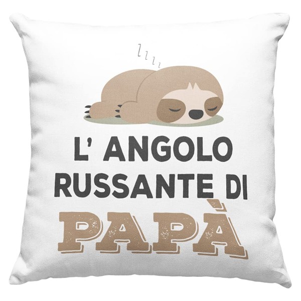 Dad Cushion Gift Man Birthday Original Ideas Gifts for Him for Christmas Father's Day, Dad's Snoring Corner - with Filling (40_x_40_cm, White)