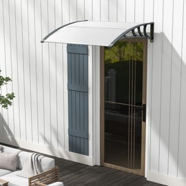Tangkula 40" x 48" Window Awning, Modern Polycarbonate Overhead Door Awning with Hollow Sheet for Rain Snow Sunlight Protection, UPF 50+ Awnings for Patio, Door, Deck, Porch