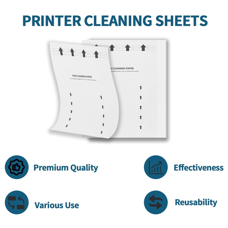 Printer Cleaning Sheets 18-Pack, 8.5 x 11" Removed Ink, Dust,