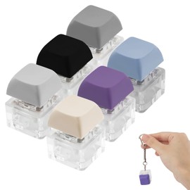 6pcs Keyboard Fidget Keychain, Removable Carabiner Keychain Clip Keycap Fidget Toy Clicker Keychain Fidget Buttons Decompression Toy for Adults Teens Students Relieving Stress (Color Series 3)