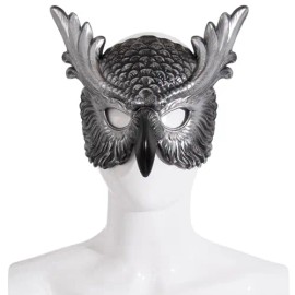 Decorative Owl Masquerade Mask Half Face Halloween Costume Accessory for Party Costume Festival Prop Themed Partiescolor: Silver, size: M