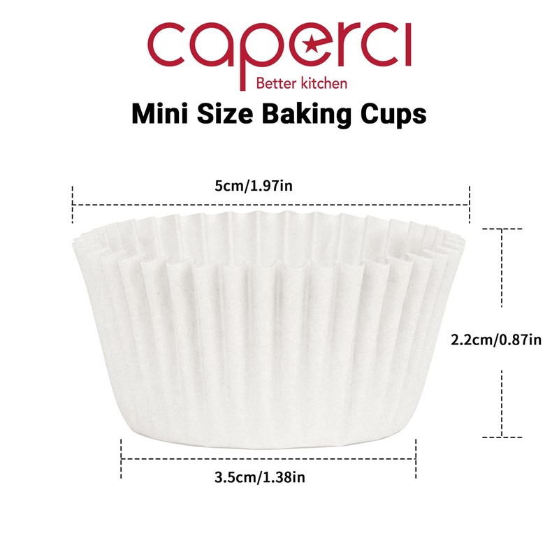Caperci 500 Count Mini Cupcake Liners White Muffin Liners Greaseproof