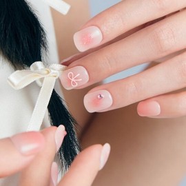 M-Desing Diva Pastel Ribbon Short Nails 4 Types / M데싱디바 파스텔 리본 숏네일 4종