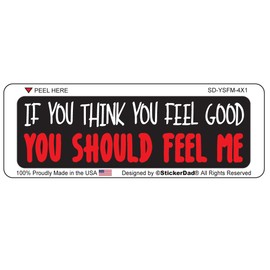 YOU SHOULD FEEL ME Full Color Printed Sticker by StickerDad - (size: 4" x 1" color: BLACK/WHITE/RED) - Hard Hat, Helmet, Windows, Walls, Bumpers, Laptop, Lockers, etc.