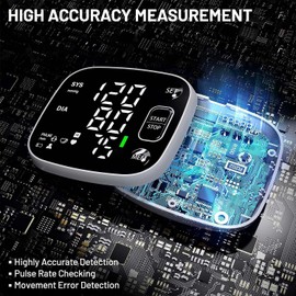 Oklar Blood Pressure Monitors for Home Use Rechargeable Wrist Digital BP Machine Cuff with LED Backlit Display, Voice Broadcast, 240 Memory Storage for 2 Users with Carrying Case