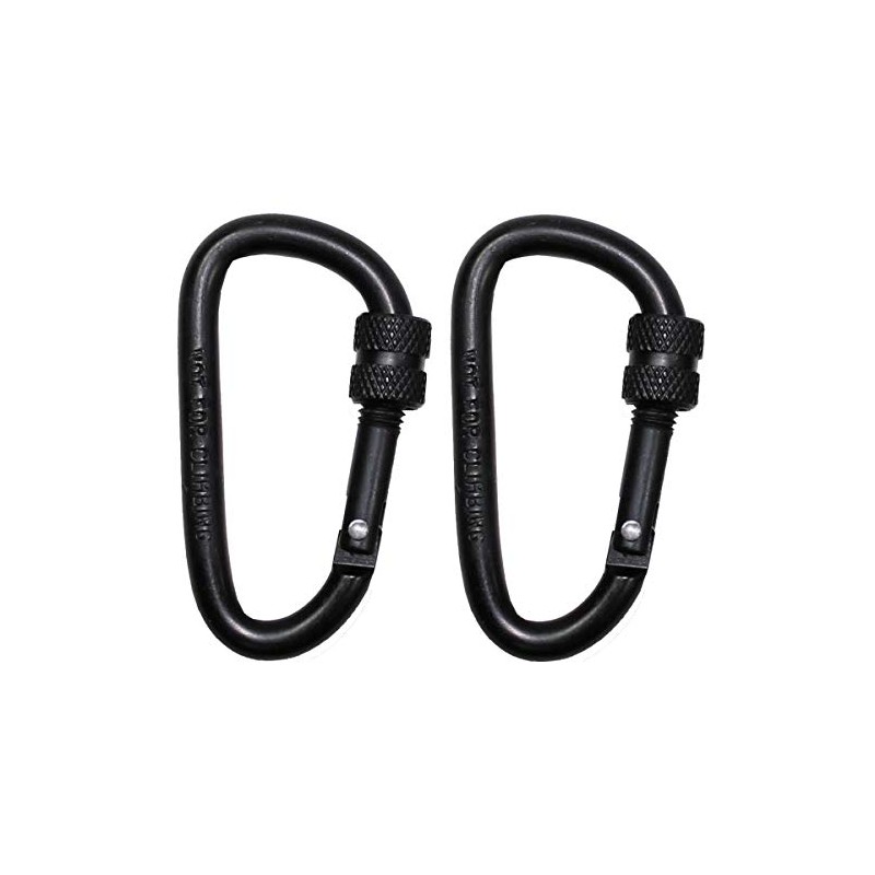Karabiner, Schraubverschluss, D 6mmx6cm, 2er Pack, schwarz