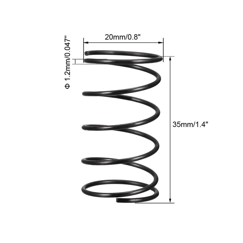 TOP-VIGOR 10Pcs Compression Spring, 1.2mm Wire Dia, 20mm OD, 35mm