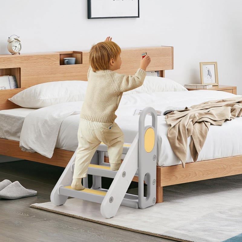 Foldable 3 Steps Stool for Toddlers, Folding Step Ladder with