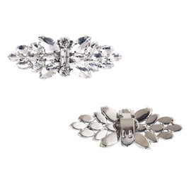 ELEGANTPARK DF Women Rhinestones Bow Decorative Shoe Clips Jewelry Decorations Charms Wedding Party Accessories Silver 2 Pcs