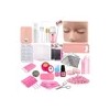 Kit Pestañas Maquillaje Aplicacion Extensión Diy Completo Coral Claro