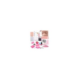 Kit Pestañas Maquillaje Aplicacion Extensión Diy Completo Coral Claro