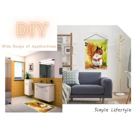 Latch Hook Kits for Adults Rug, 52X38cm DIY Rug Making Kit for Adults Color Printed Latch Kits Squirrel Latch Hook Cushion Kits, Kids Latch Hook Rug Kit, Carpet Crochet Kits, Latch Hook Craft Kits