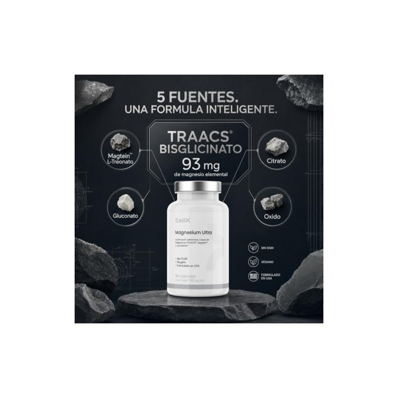Cellx Magnesium Ultra 390 Magnesio Elemental Bisglicinato Traacs Magtein Gluconato