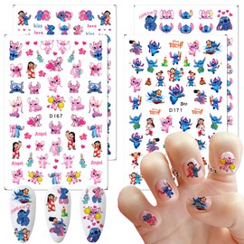 4 Sheets Cute Cartoon Nail Art Stickers Decals 3D Self Adhesive Designer Nail Stickers Kawaii Design Cute Nail Art Supplies Cute Nail Decals for Women Girls Nail Decorations DIY Manicure