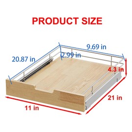 Sikarou Pull Out Cabinet Organizer,Heavy-Duty Slide Out Shelf, Wood And Wire Basket, Pull Out Drawer for for Kitchen Under Sink Space, Pantry, Bathroom (11 * 21 WM)