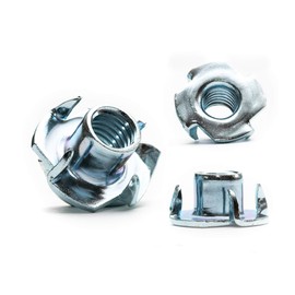 M8 (8mm Ø) T-Nuts Four Pronged Captive Blind Threaded Inserts for Wood Furniture (Pack of 20)