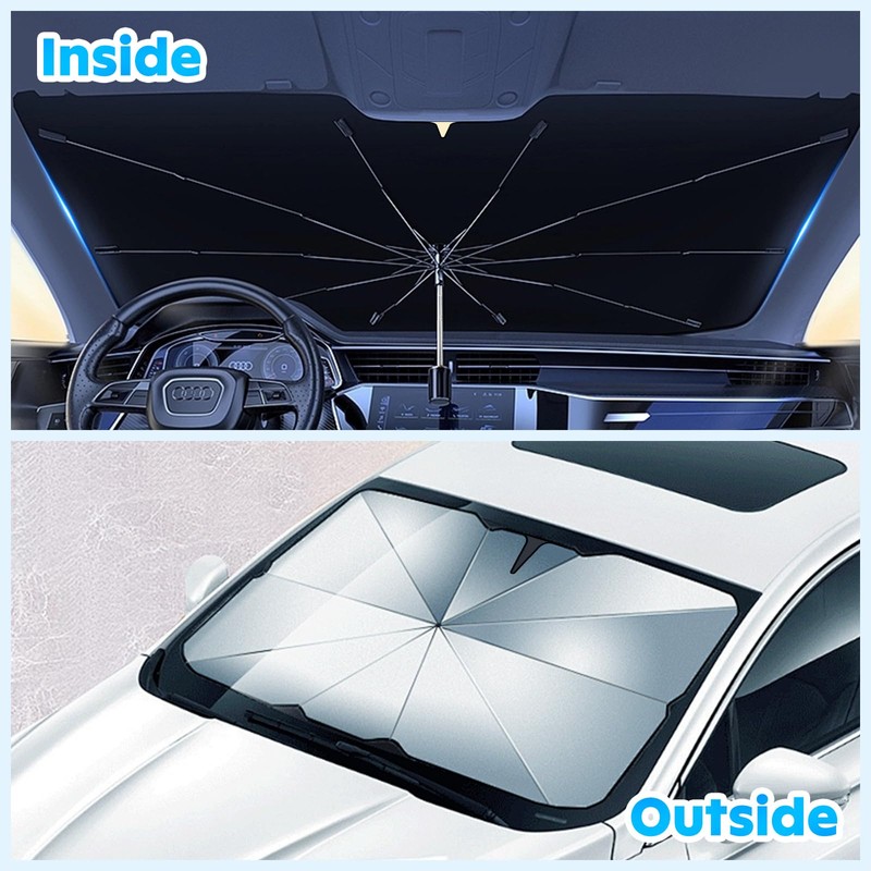 Sun Protection Car Windscreen 145 x 85 cm, 360° Rotatable,