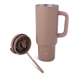 Manna Leisure Stainless Steel Insulated Tumbler with Leak-Proof Dual Function Lid - 40 Oz - Hazelnut Powder Coat
