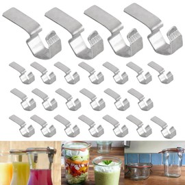 XINKE 24 Pcs Jar Stainless Steel Clips/Clamps for 6 Jars, for Airtight Seal The Seal and Clips Close The Jar Tightly