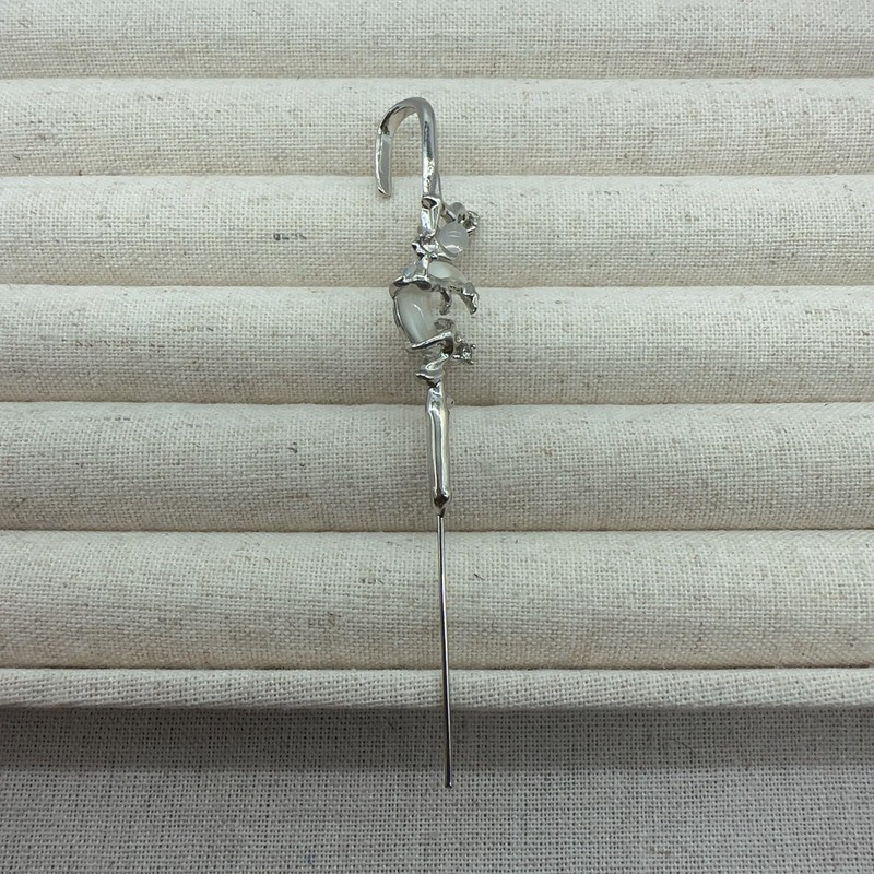 Vintage Ear Wrap Crawler Hook Earrings Silver Black Cross Moon