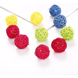 Seadiquiet 10Pcs Funny Kitten Cat Playing Toy Durable Candy Color Rattan Ball Pet Supplies Random Color Balls