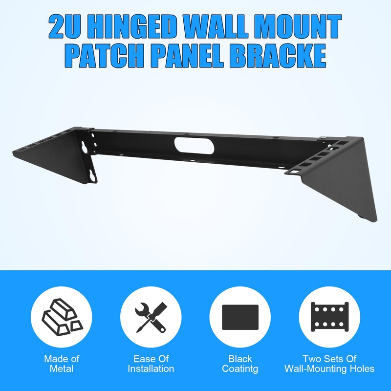 2u Hinged Wall Mount Patch Panel Bracket, 2u Patch Panel