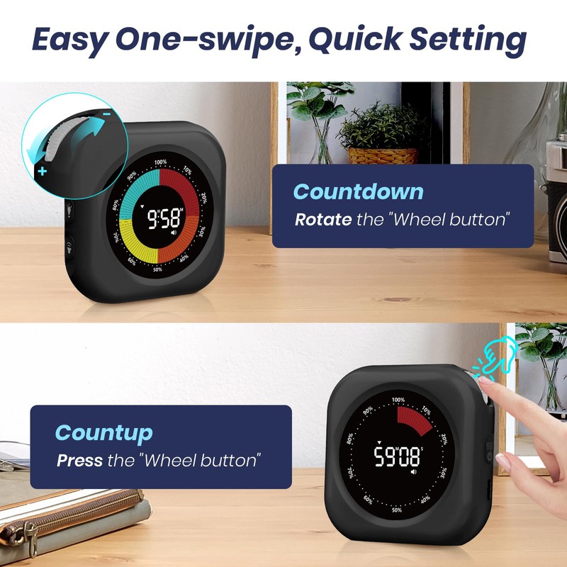 Visual Timer for Kids, 10 Hours Countdown/Up, with Rechargeable, 3