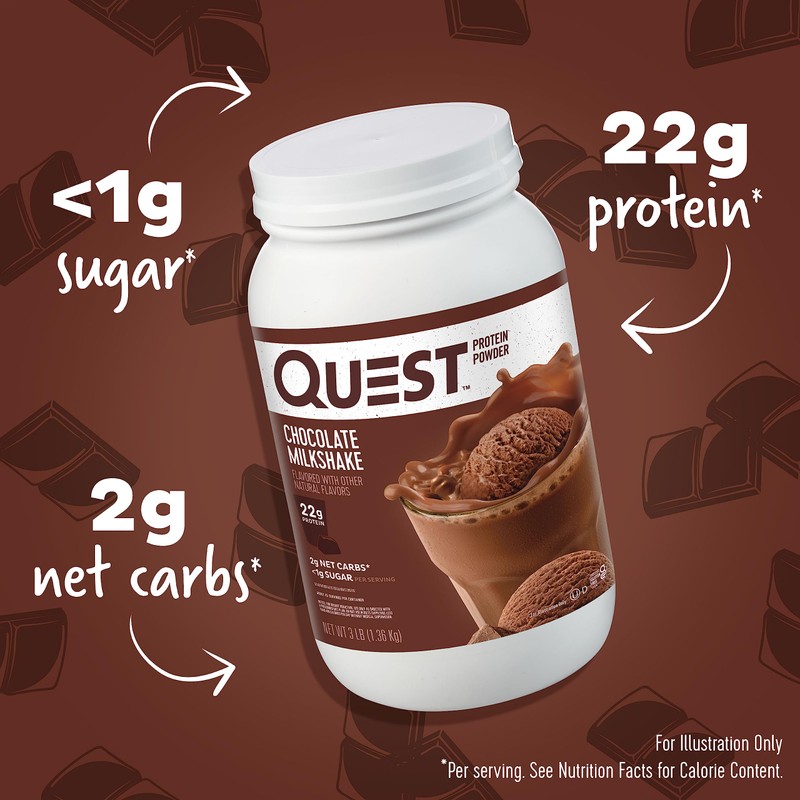 Quest Nutrition Chocolate Milkshake Protein Powder, 22g Protein, 1g Sugar,