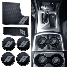 HAMSAM for Dodge Charger Accessories 2015-2021 Anti Dust Cup Holder Inserts, Door Pocket Liners and Center Console Liner Mats Premium Custom Interior(6pcs Set,Gray Trim)