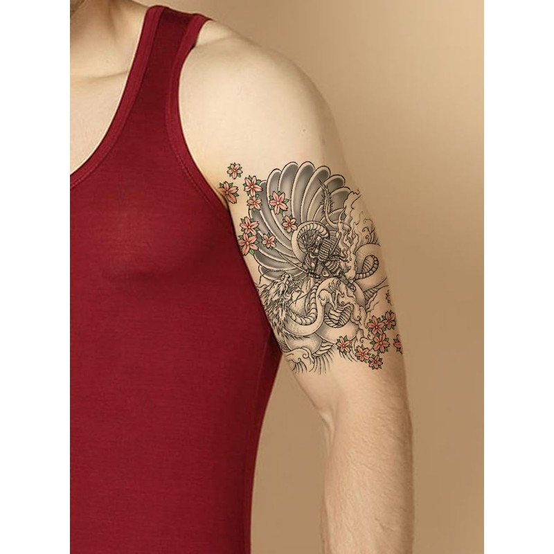 2 Sheets Dragon Tattoo Phoenix Tattoo Temporary Tattoo Arm Tattoo