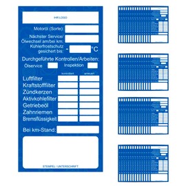 GamesMonkey® - Customer Service and Inspection Sticker - Workshop Service Sticker - Oil Change Tag and Inspection Note for Labelling - Oil Change - Oil Note Pendant Workshop (60, Blue)