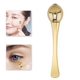 Eye Massager Eye Cream Applicator Spoon for Anti-wrinkle Dark Facial Massager Anti-aging Face Wrinkle Roller Stick (Gold 7.5x1.5cm)