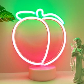 VIFULIN Peach Neon Sign Peach Neon Light Fun Classroom Decor Peach LED Light USB or Battery Operated Neon Signs Peach Room Decor for Girls Bedroom Pink LED Lights for Kids Table Decorations Party Bar