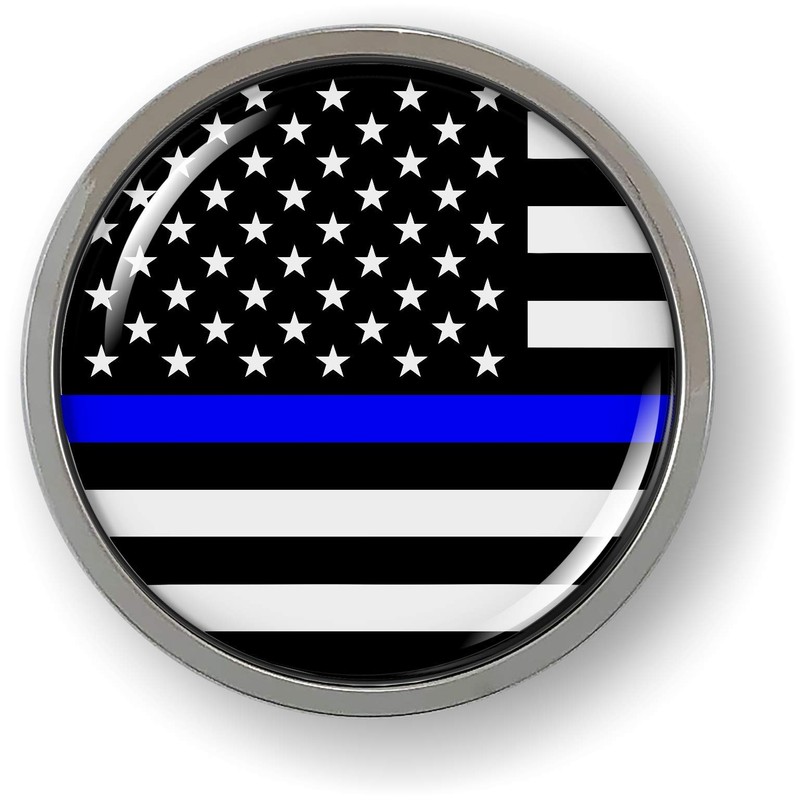 Thin Blue LINE (Stripe) US American Flag 3D Domed CAR