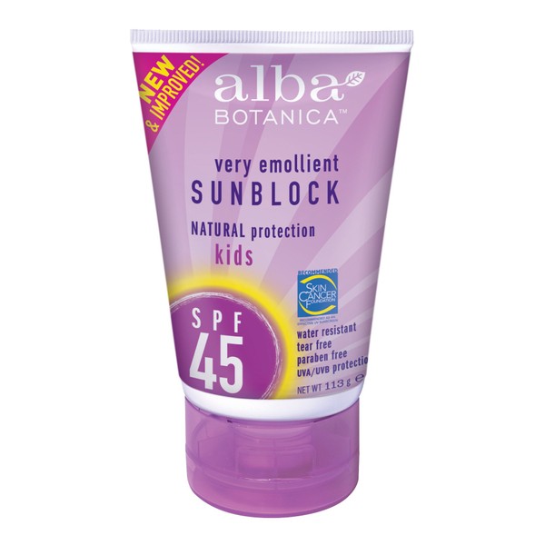 Alba Kids Sunblock SPF 45, 4-Ounce Tubes (Pack of 2)