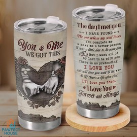 Pawfect House - You And Me 20 Oz Stainless Steel Tumbler, Anniversary Gift For Husband Wife, Romantic Drinkware, Couple Love Story Coffee Cup