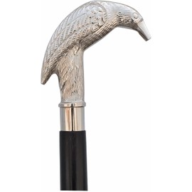 Walking Cane for Men, Women, Brass Handle knob Bird Cane, Mystic Raven Walking Stick, Gothic Swagger Cane, Black Wooden Cain for Men, Hardwood